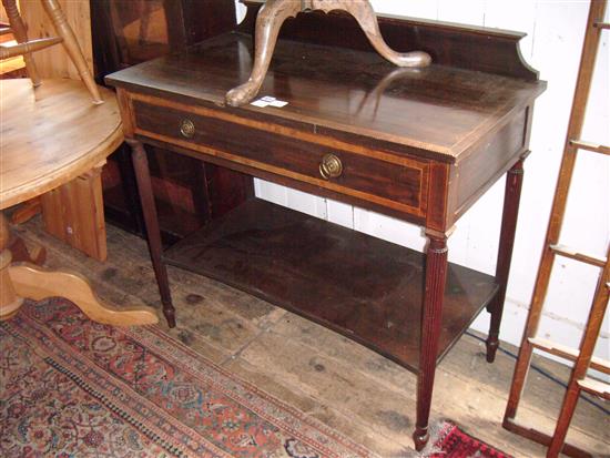 Edwardian inlaid mahogany two tier serving table(-)